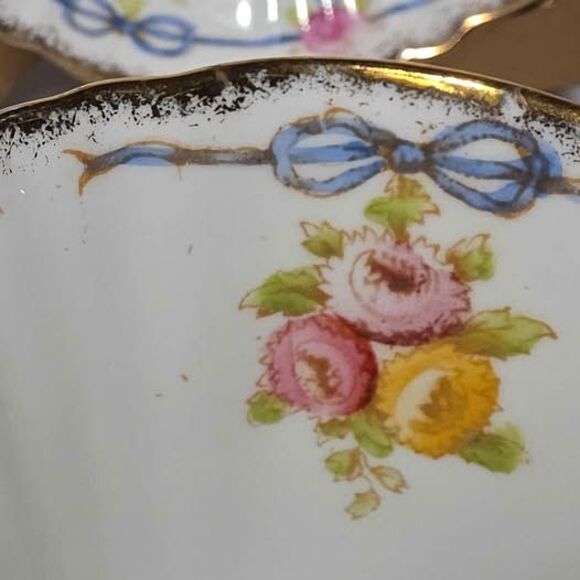 Royal Albert Teacup and Saucer Purple Yellow Flowers Bows - Picture 7 of 9